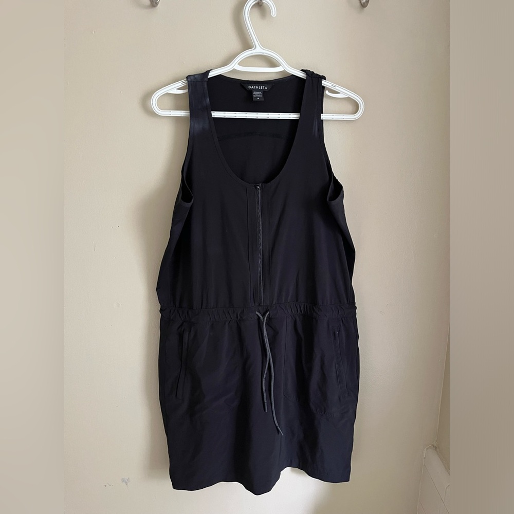Athleta black skort romper zip front size 12